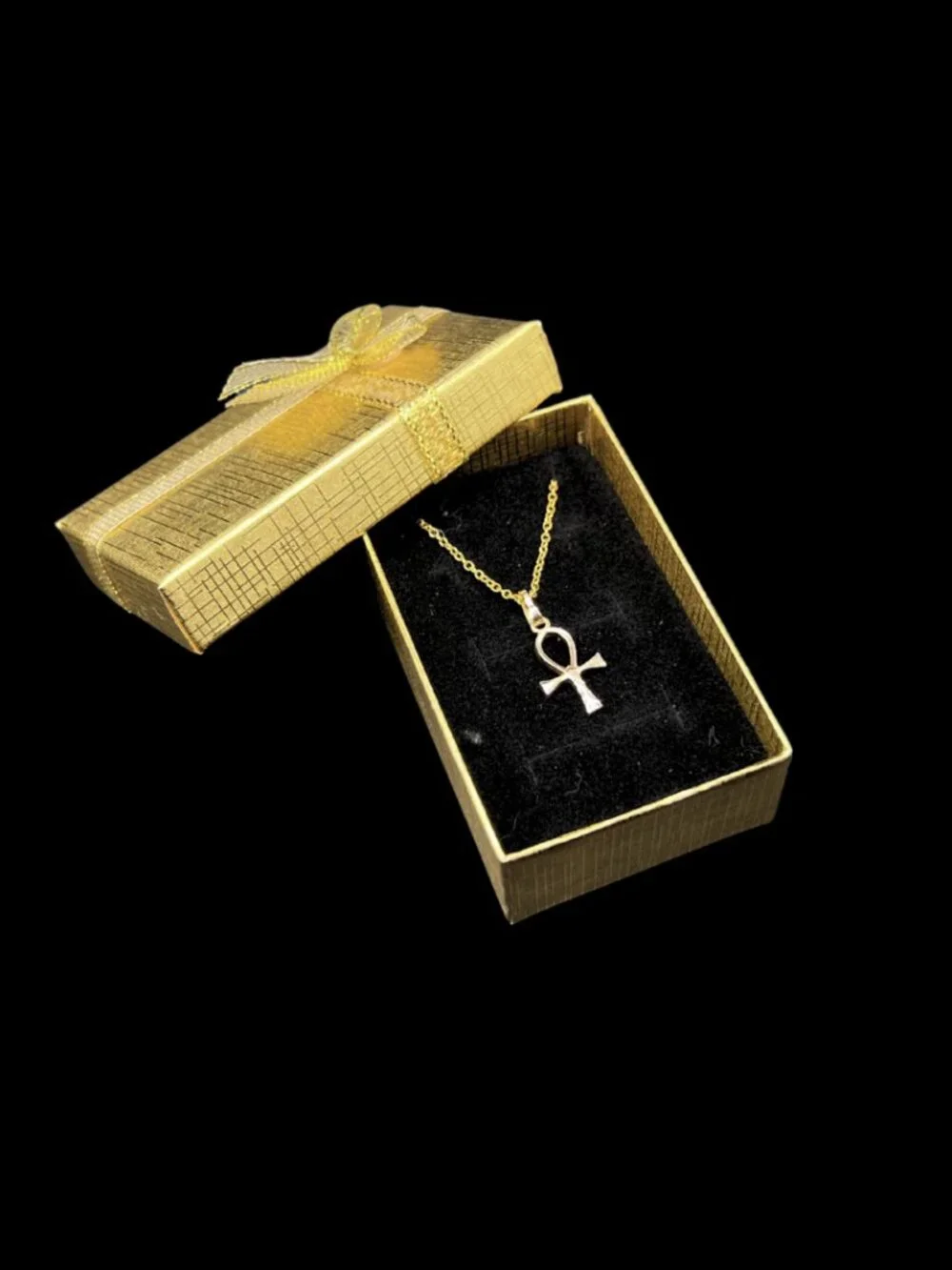 Vintage 12K Gold-Filled Ankh Pendant Necklace Designer Signed on Modern Chain